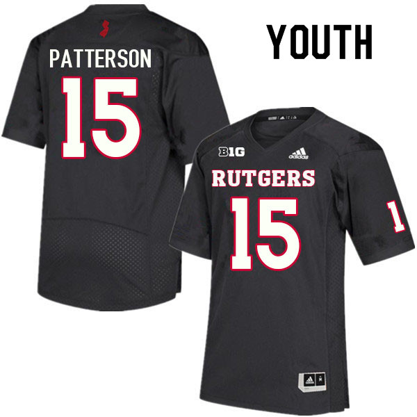 Youth #15 Max Patterson Rutgers Scarlet Knights College Football Jerseys Sale-Black
